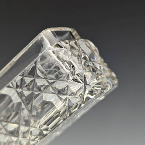 1906年 英国アンティーク カットガラス製 ハットピンボックス 純銀蓋 Henry Williamson